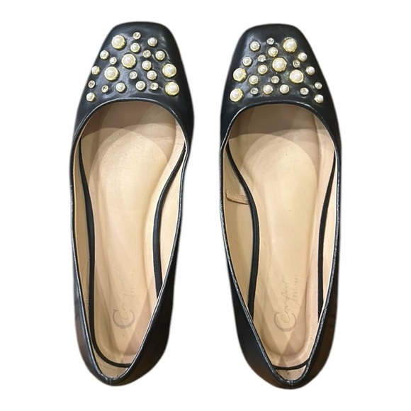 Cato Comfort 1946 Faux Leather Beaded Square Toe Ballet Flats Black Size 7 - Picture 5 of 14